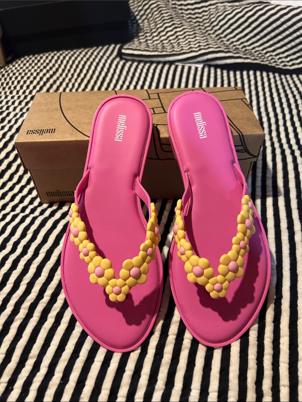 Melissa Pink Sandal with Yellow Floral Bead Straps